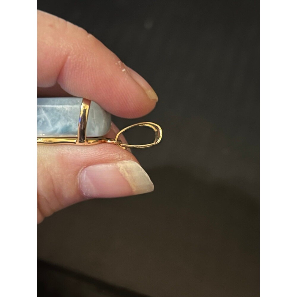 Genuine Larimar Rectangular Pendant - Picture 11 of 12